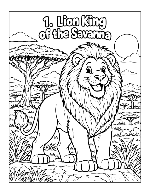 Interior coloring preview: Lion King of the Savanna