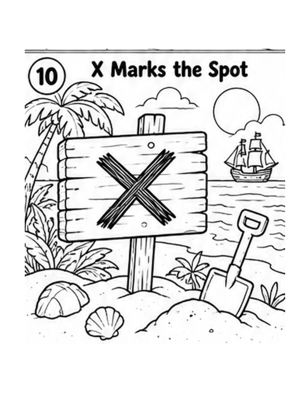 X Marks the Spot interior coloring page