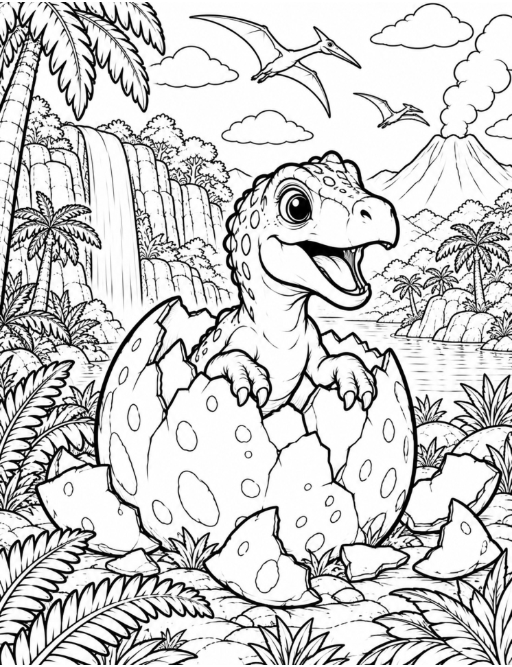 Actual interior sample: baby dinosaur hatching