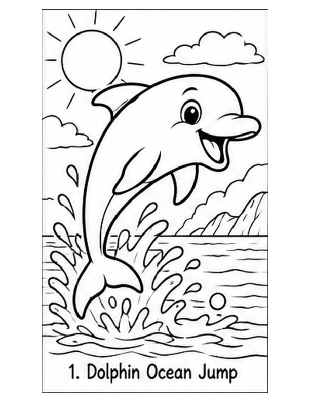 Interior coloring preview: Dolphin Ocean Jump